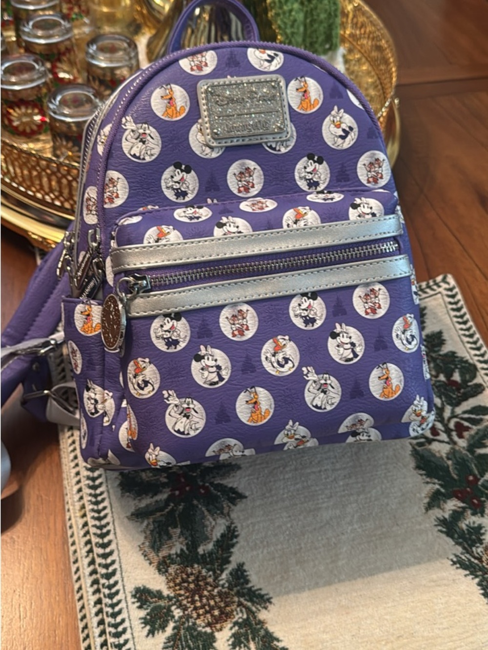 Loungefly Purple Character-Print Mini Backpack with Silver Trim